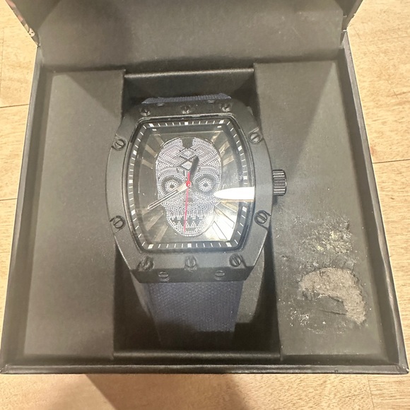 Ed Hardy Black Watch with Silver Skull Design
